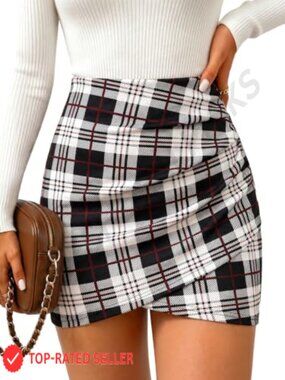 Bodycon Ruched Tulip Hem Mini Skirt High Waist Wrap